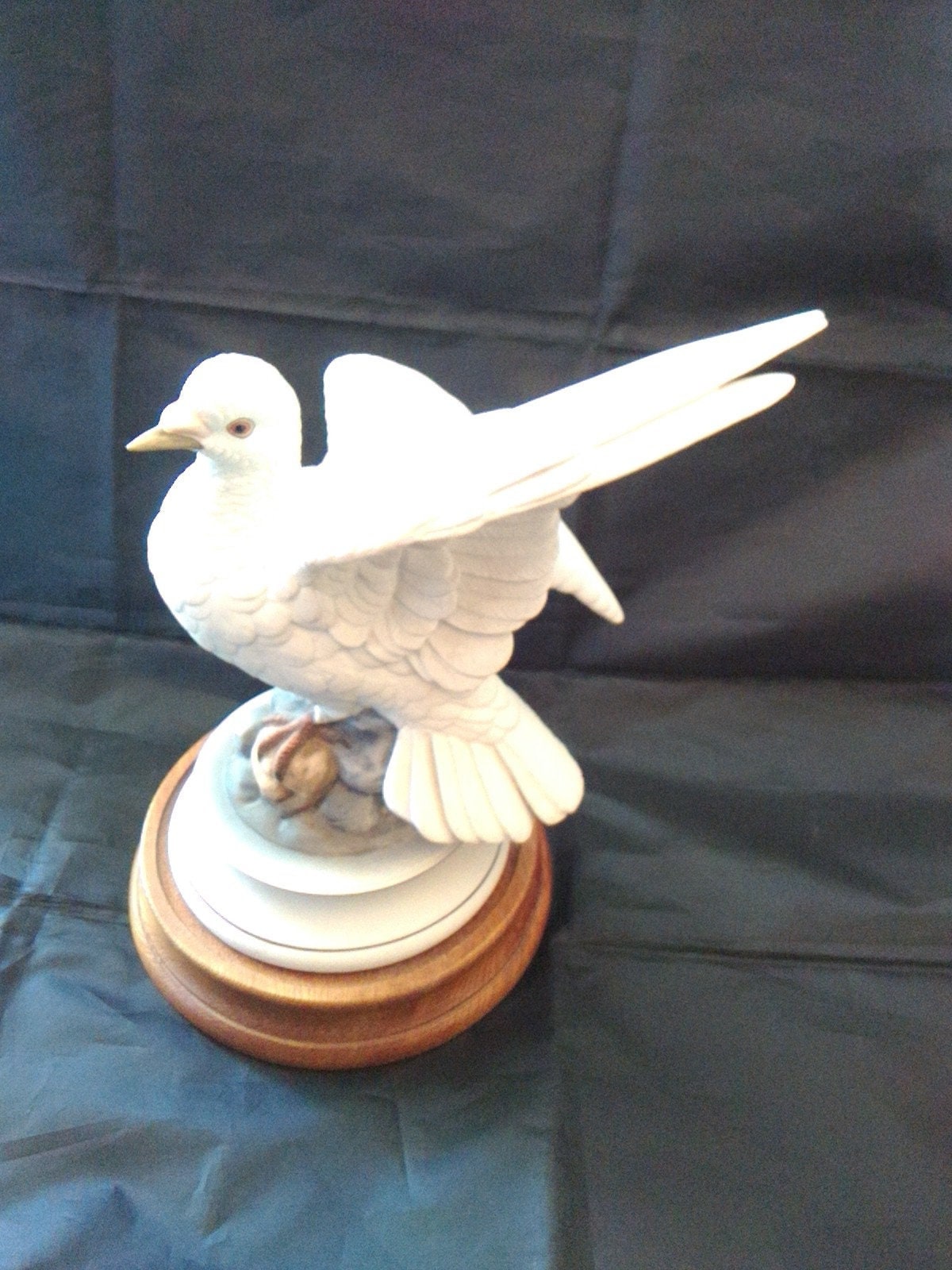 A Marked Porcelain White Dove Figurine on the Rocks by Andrea