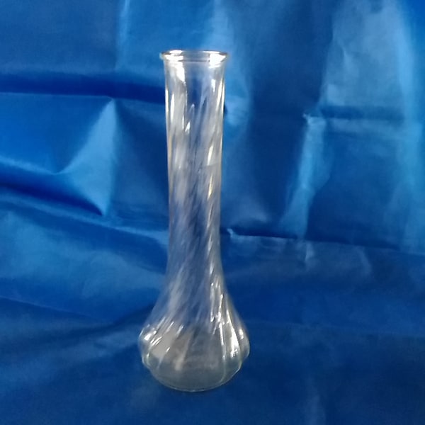 A Hoosier Glass swirled clear glass 9 inch bud vases, and model 4094.  Vase 349