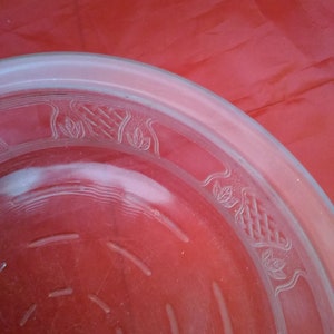 A Jeanette Glass &quot;Glasbak 85&quot; 9 inch pie plate with a decorative designed edges from the 1940s.  Dish 1016