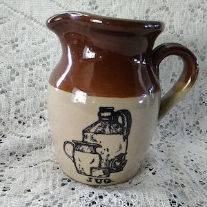 Like new, Pearsons of Chesterfield, est. 1810, a handled tri colored stoneware 2.5 cup oven and freezer proof pitcher from England.  SW 206