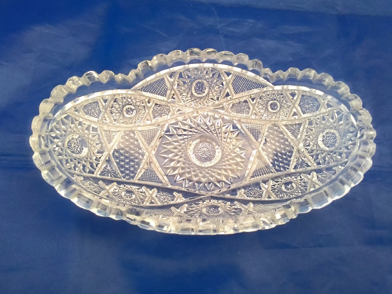 An Oval Brilliant Cut Crystal Relish Dish. Bowl 454 Etsy