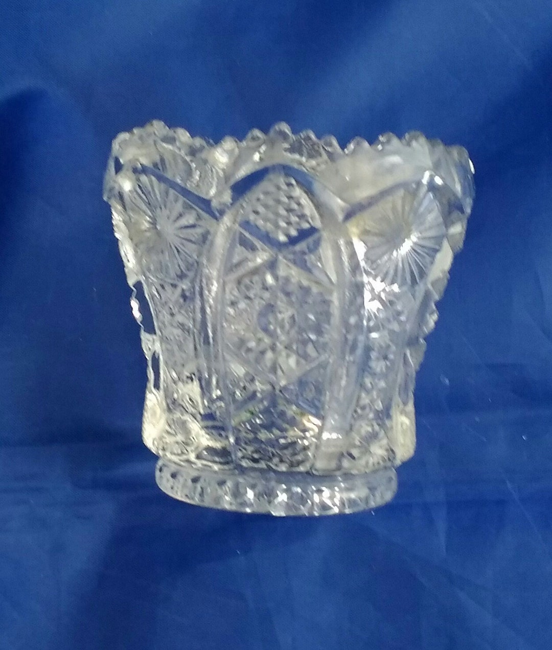 Clear Imperial Glass Octagon Toothpick Holder With a Sawtooth Etsy