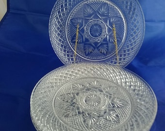 Set of 4-8&quot; matching Cristal D&#39;Arques-Durand salad plates in their Antique Clear Collection.  Dish 302