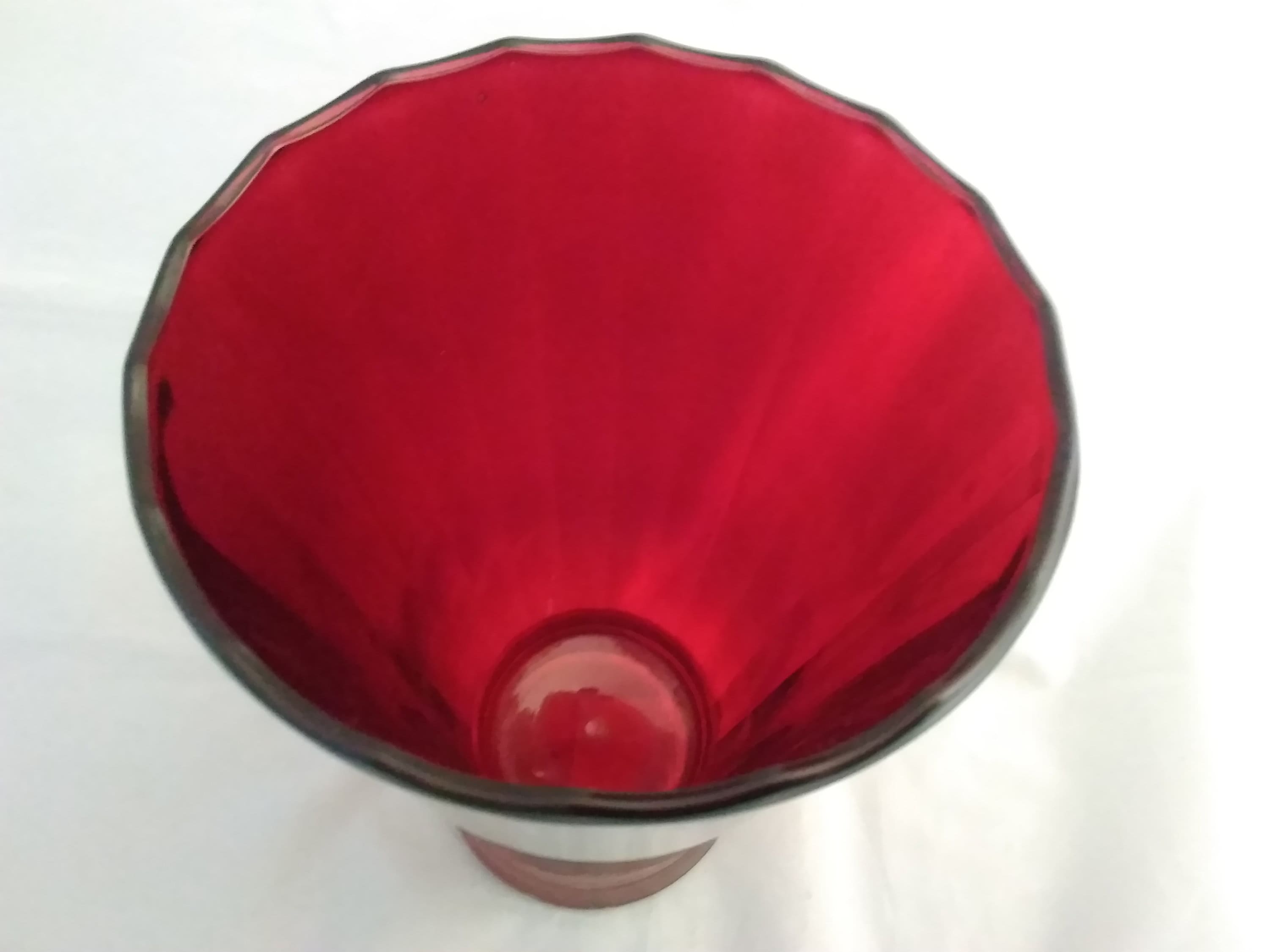 By Anchor Hocking an extra large round red glass tulip vase Etsy