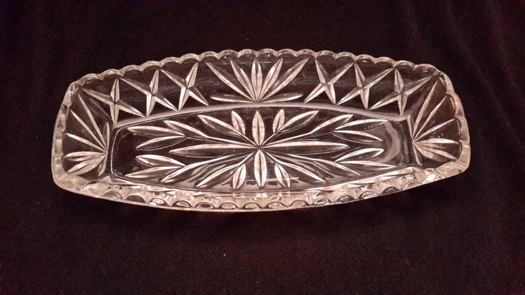 Hazel Atlas Cut Glass Celery Dish. Plate 17 Etsy