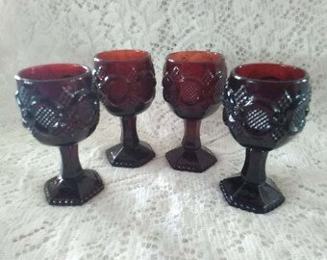 From the Avon Ruby Red Cape Cod Collection, a Set of 4-3 Oz Matching ...