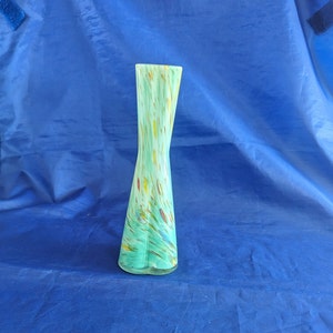 A Vintage hand blown multi colored glass 7&quot; tall Bud Vase.  vase 392