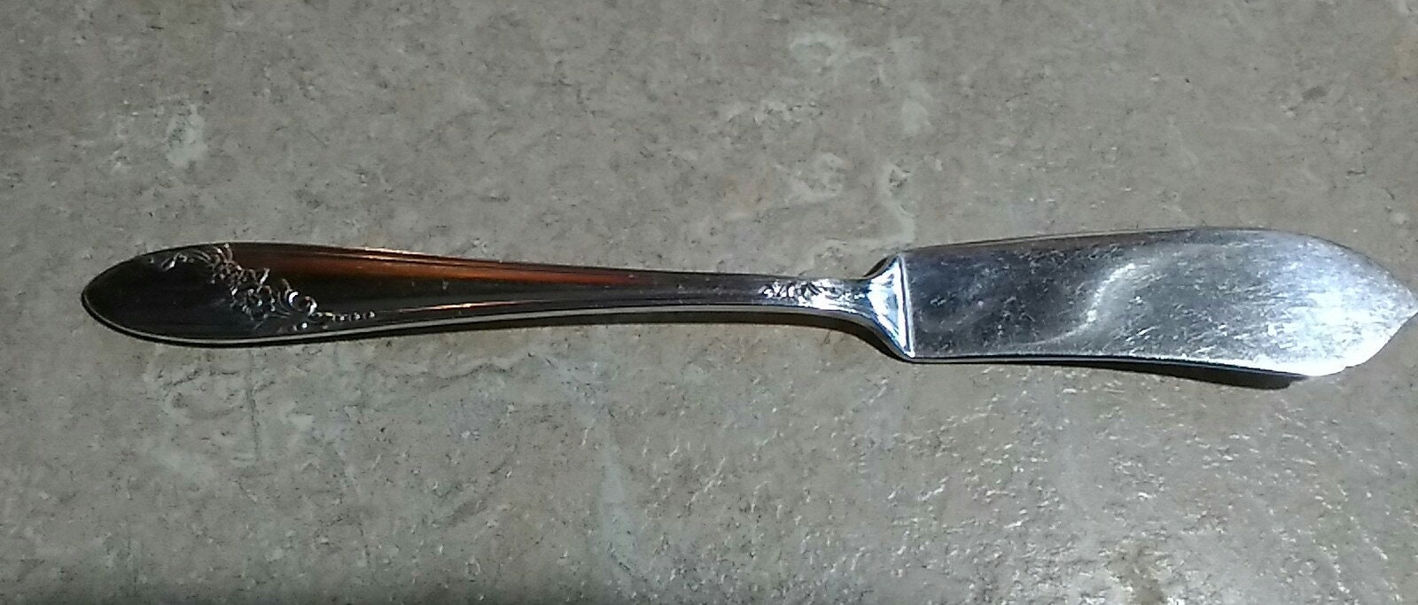 A silver Tudor Plate butter knife from Oneida. Misc 307 Etsy