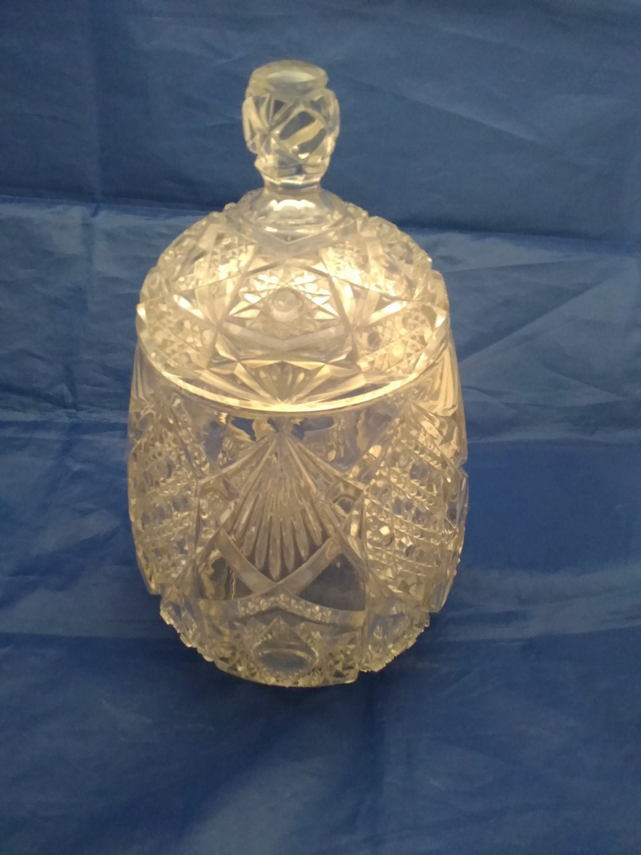 A Large EAPG Biscuit Jar With Matching Lid in Multiple Etsy