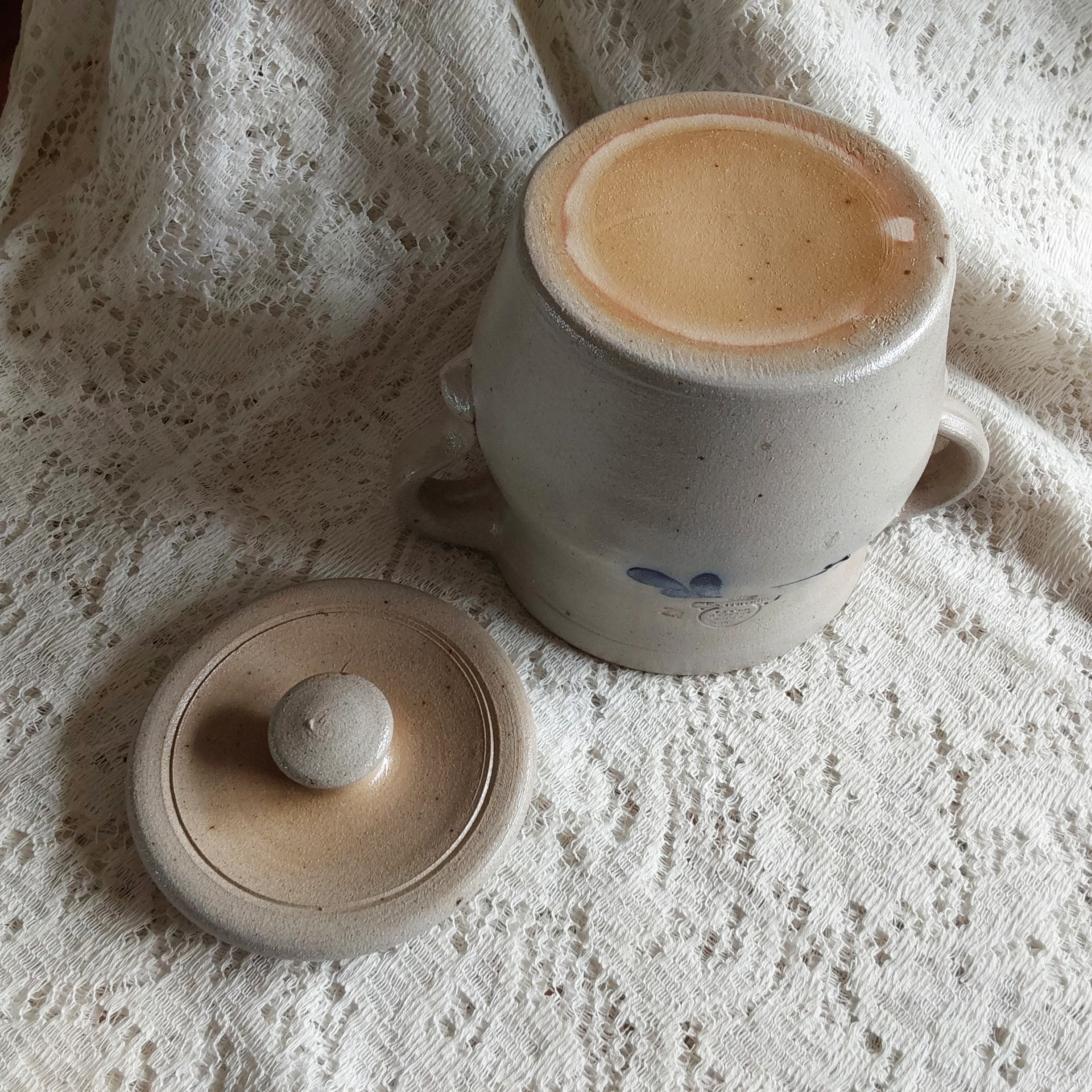 Marked Handmade Rowe Pottery Works 1988 is a Two Handled 6.5