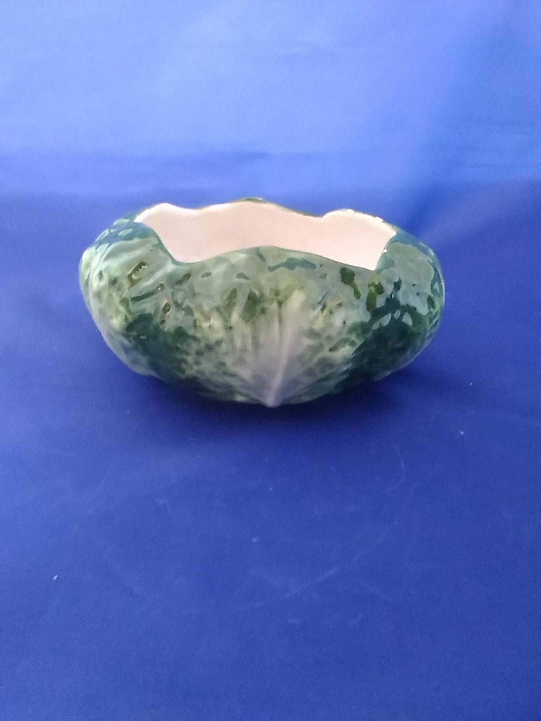 A Majolica Cabbage Leaf Bowl Marked made in Italy Etsy