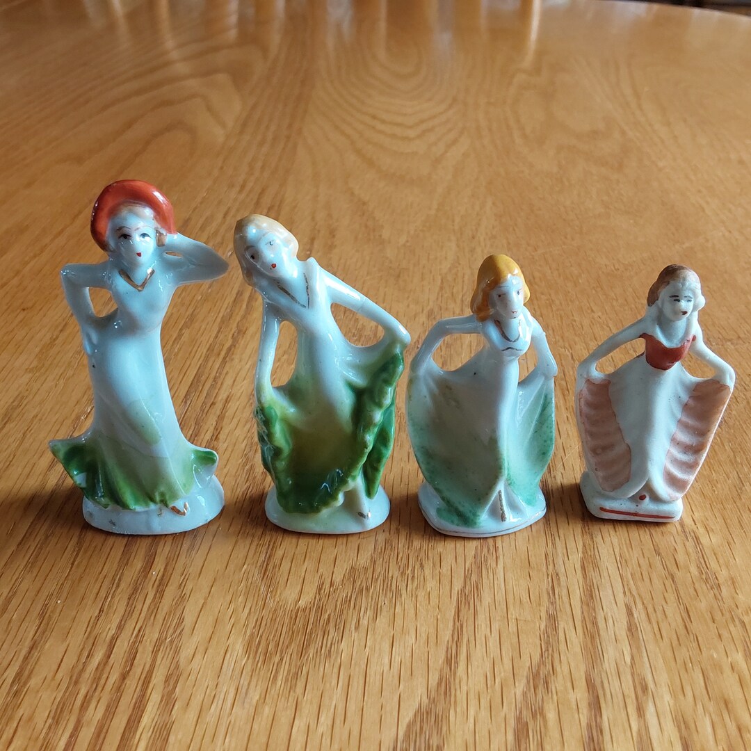 Lot of 4 Miniature White Porcelain Occupied Japan Painted Dancing Woman ...