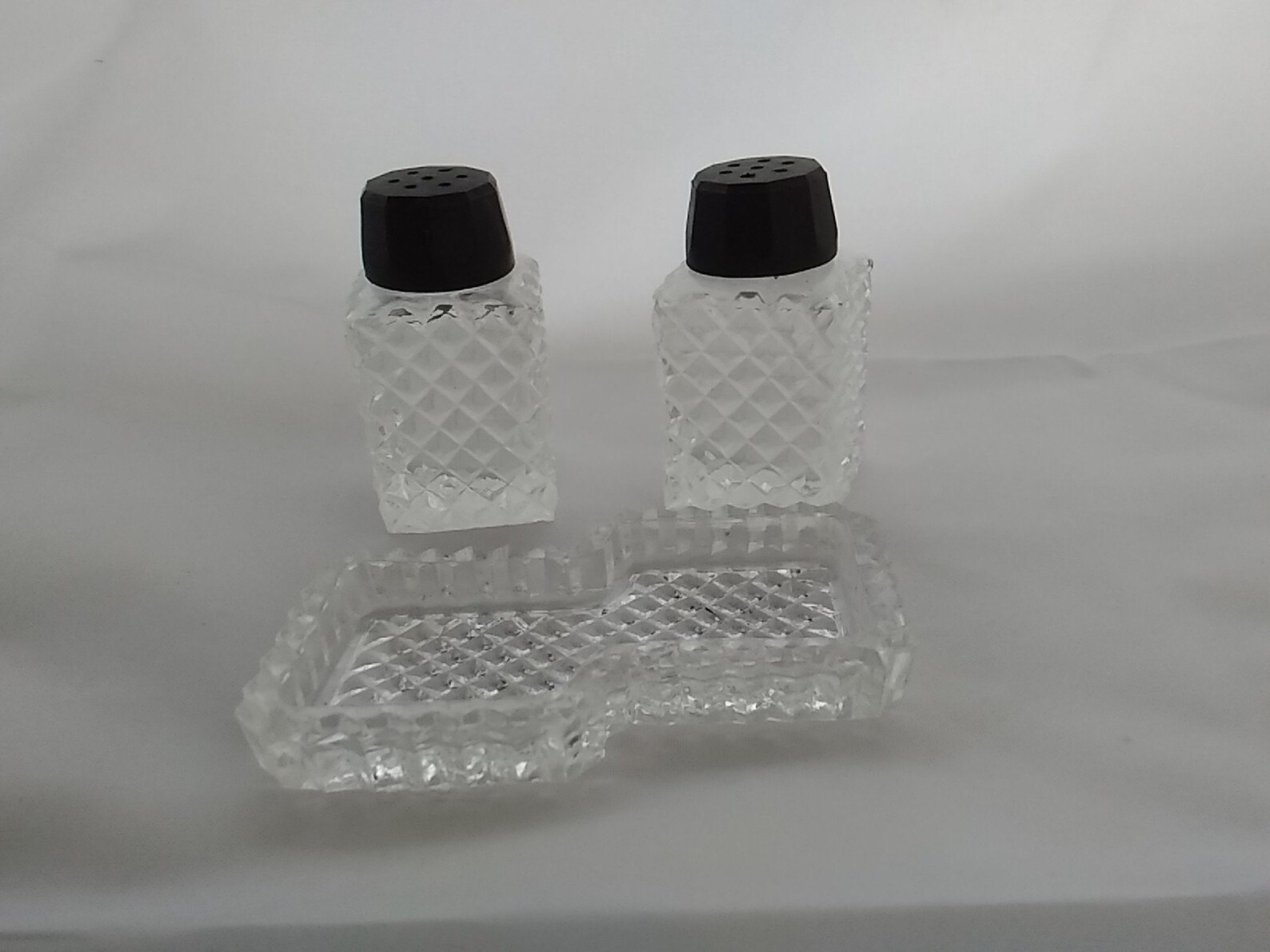 Square Salt and Pepper Shakers Diamond With Matching Tray. Etsy