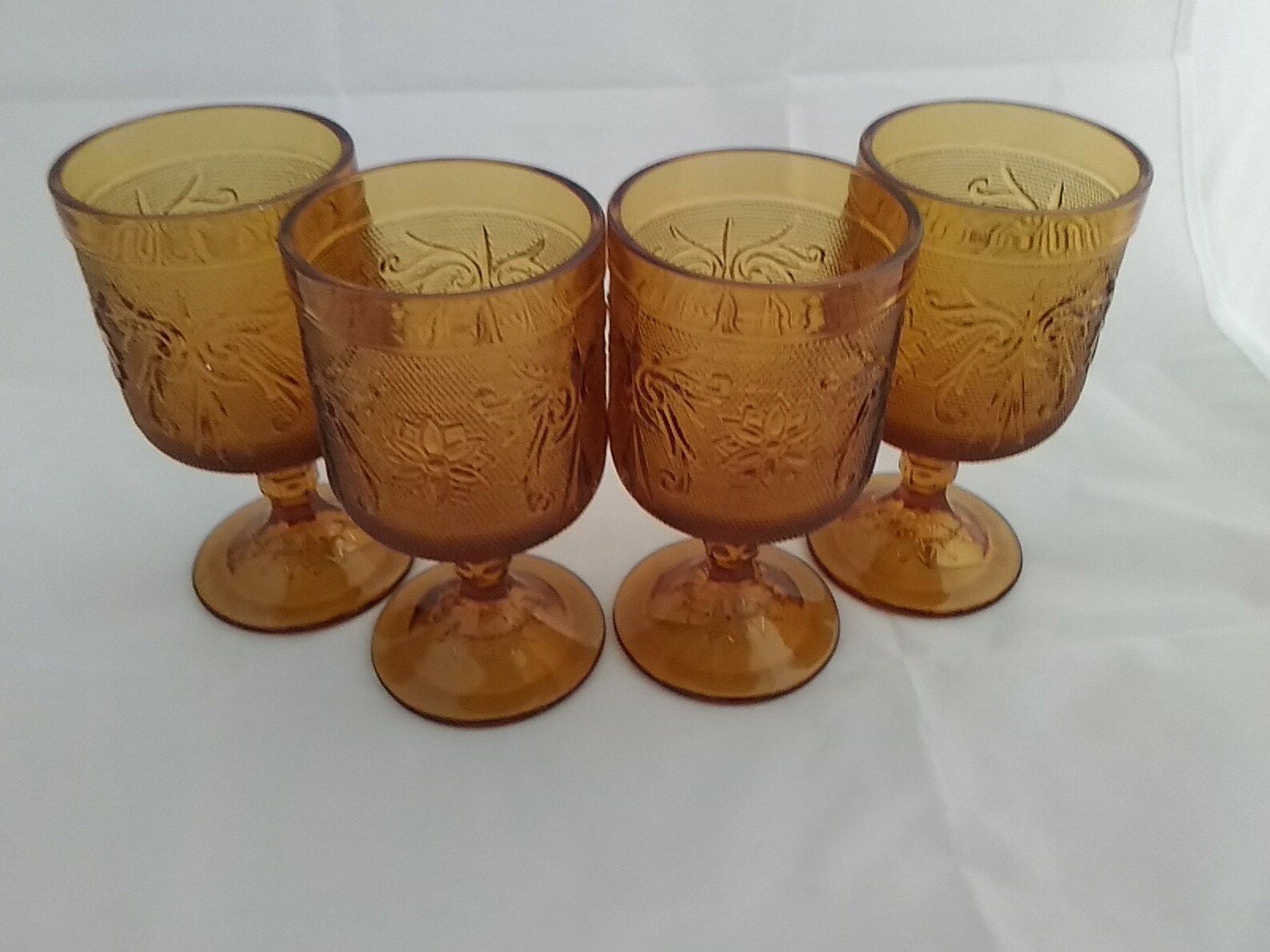 Set of 48 oz amber stemmed Tiara Glass with square bottom Etsy