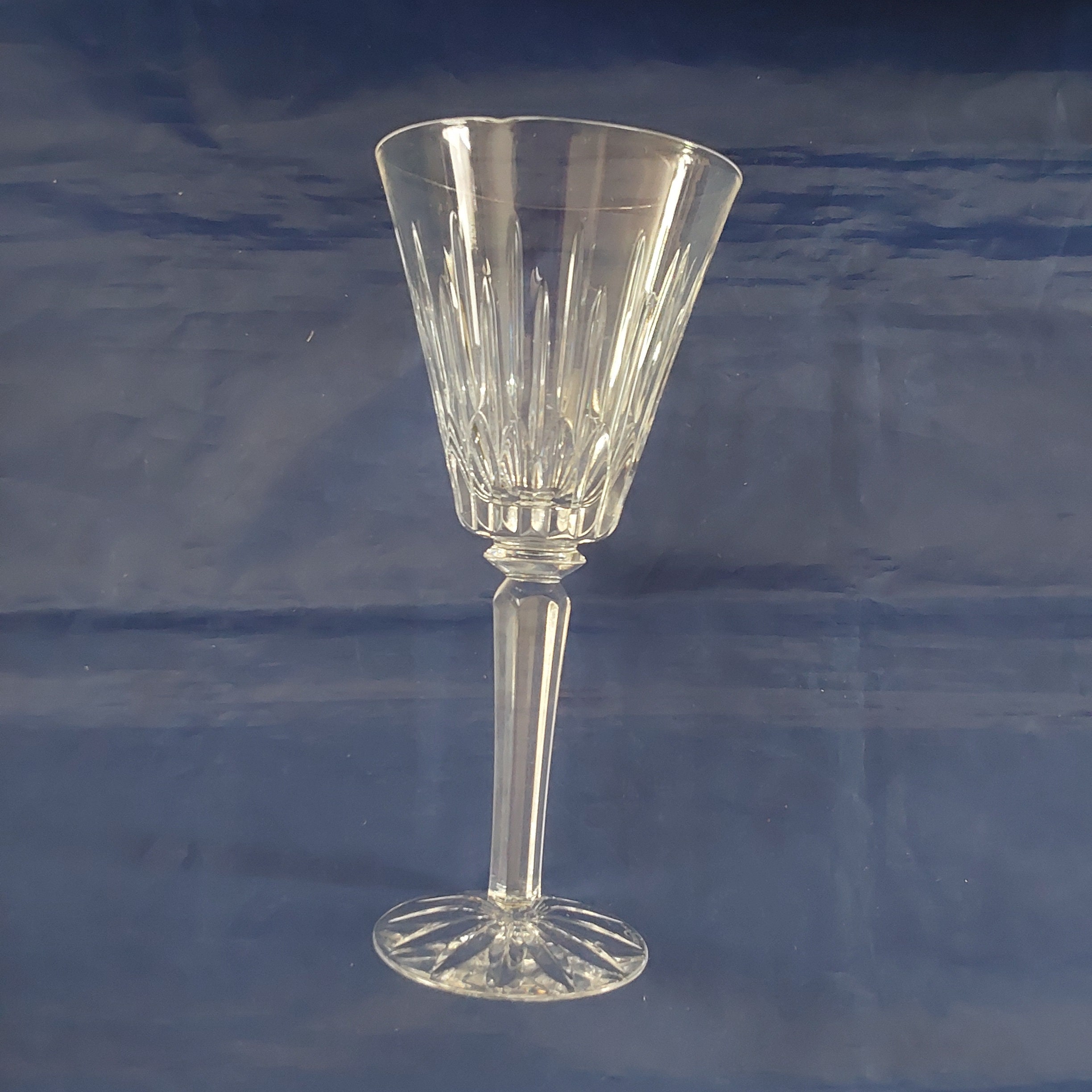 Crystal Glass France-Stamped Small Beveled Cut Wine Glasses Hexagon Stem 4oz
