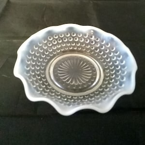 Anchor Hocking round hobnail bowl with moonstone crimped  rim.  Bowl 902
