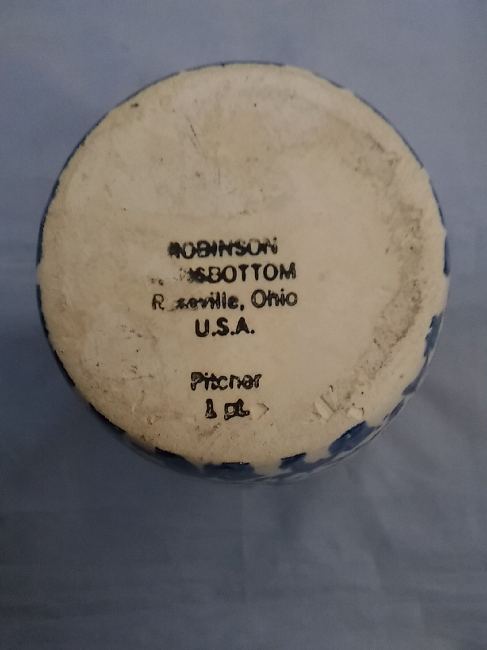 Robinson Ransbottom Pottery 1 Pint Pitcher in Blue Sponge Etsy