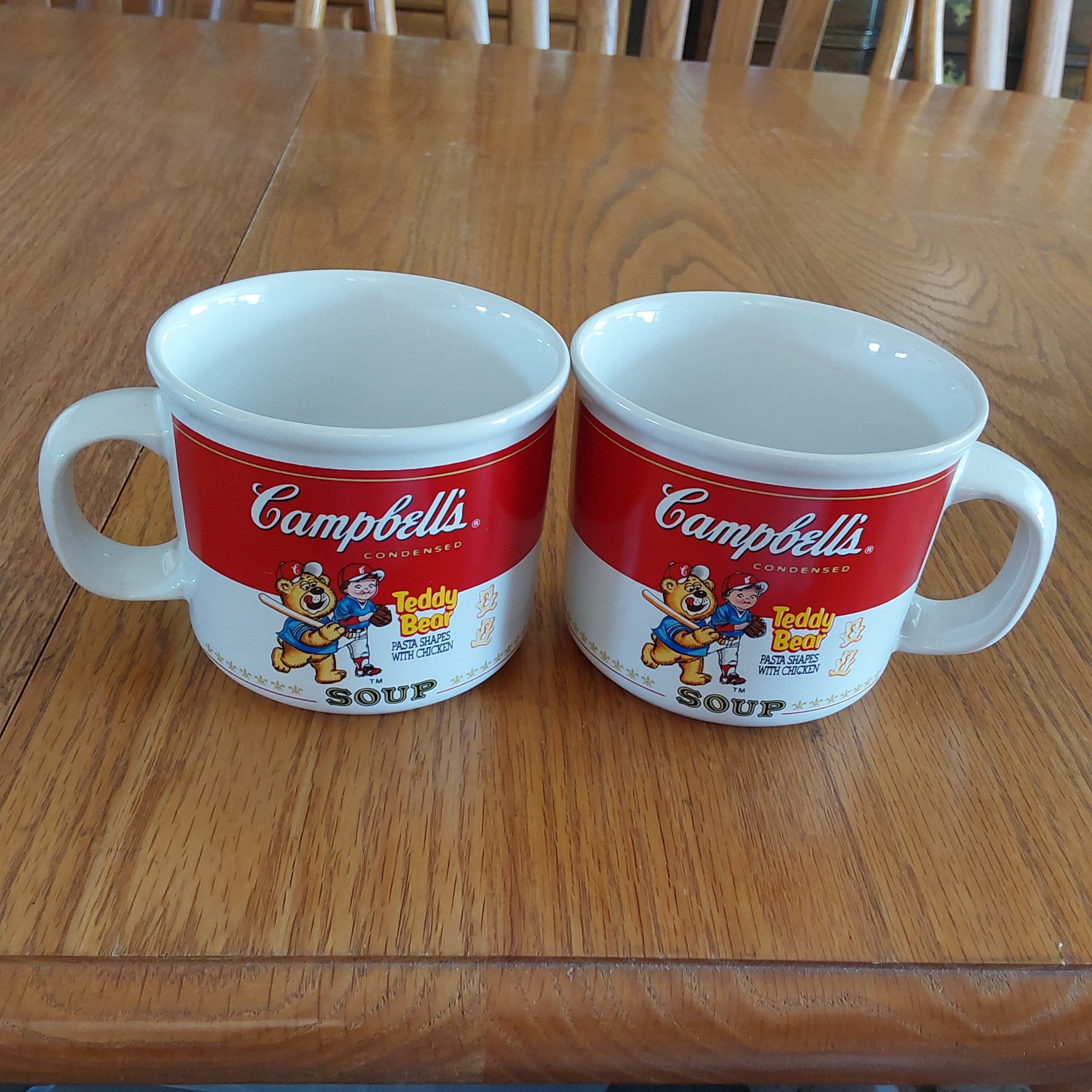 A Set of Campbell Soup Teddy Bear (pasta Shaped) 14 Oz Ceramic