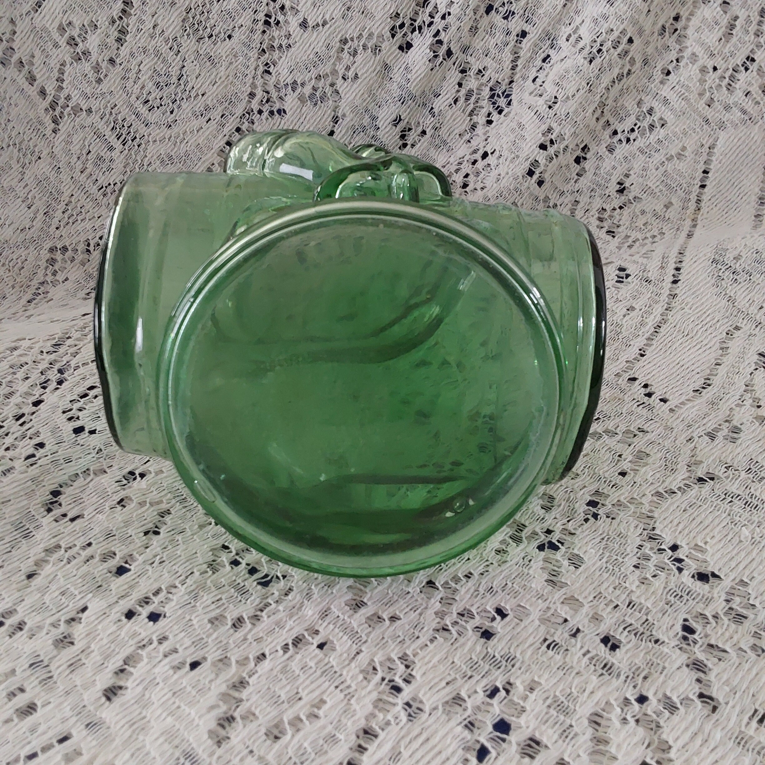 Green Transparent Glass Decanter of a Rodeo Clown on a Barrel ...