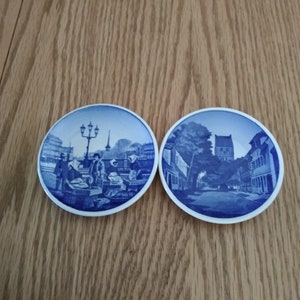 Two Denmark 3.25&quot; collectible plates of Danish landmarks with a bee hive hallmark.  They are 45-2010 Kobenhaven and 68-2010 Kirke.  BCP 122