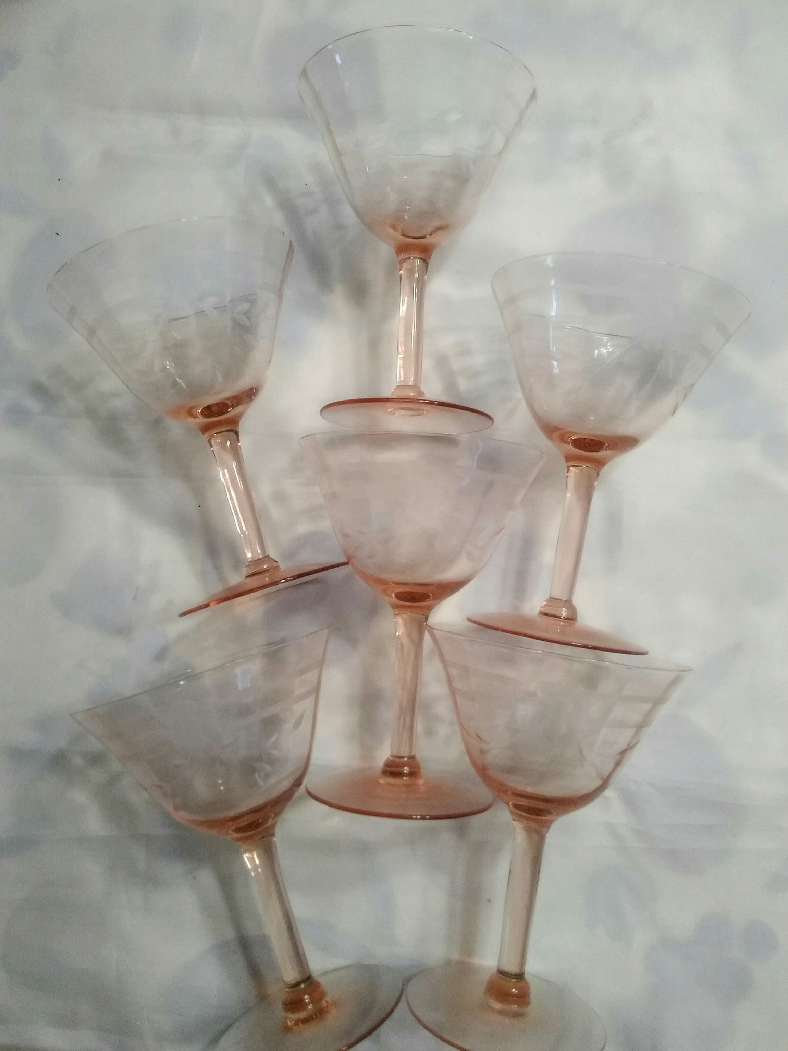 pink depression wine glasses