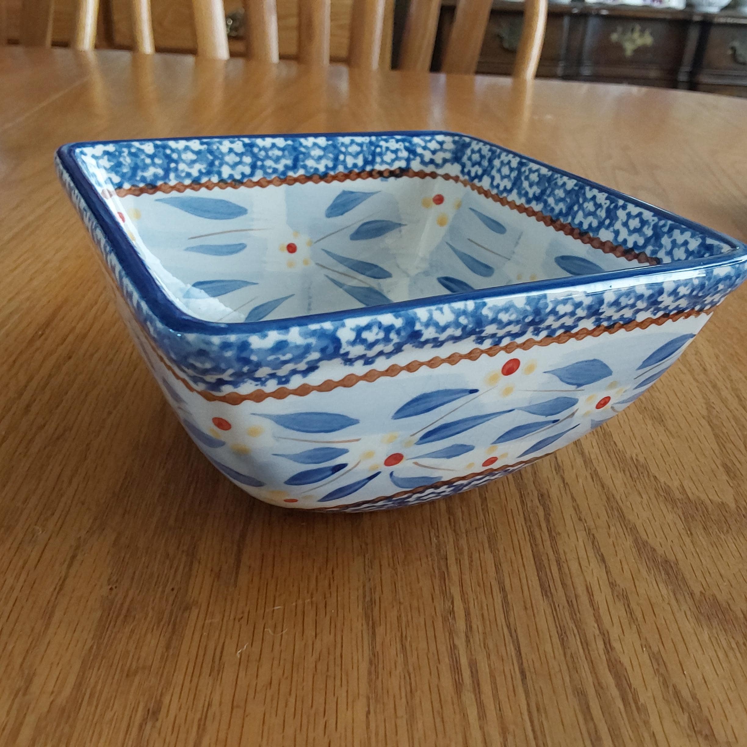 Temptations Presentable Oven Ware Old World Pattern Navy Blue and