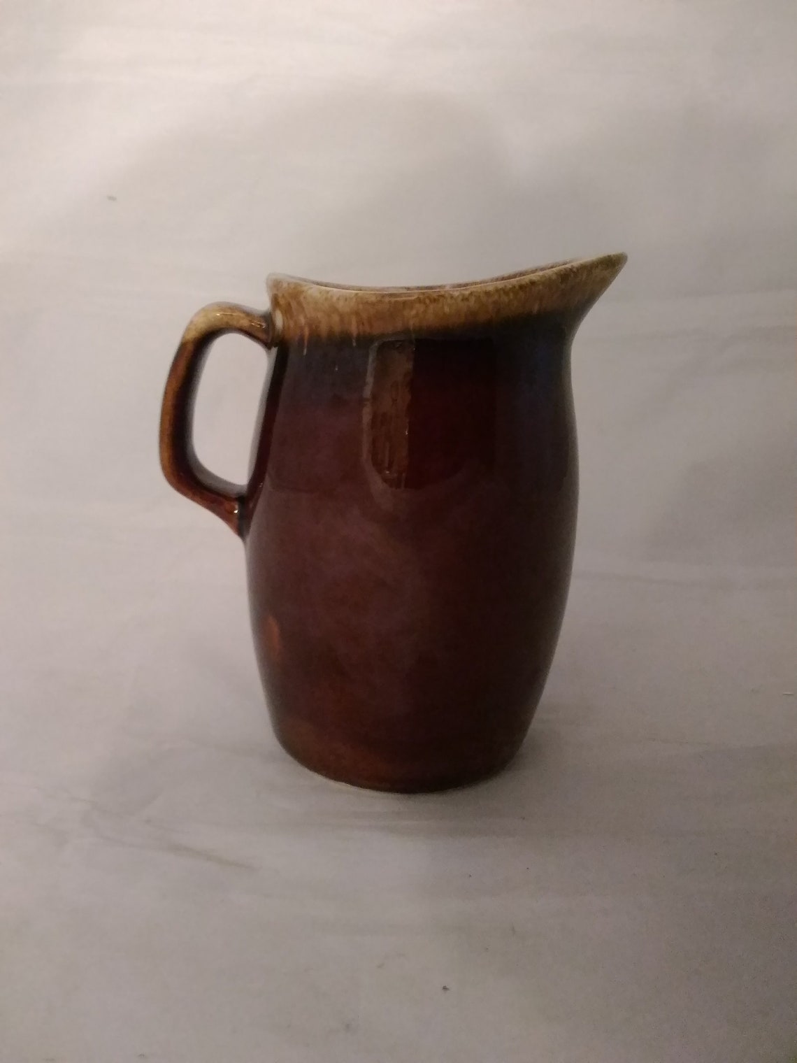 Hull Pottery Brown Stone Ware Creamer Pitcher With Beige Etsy