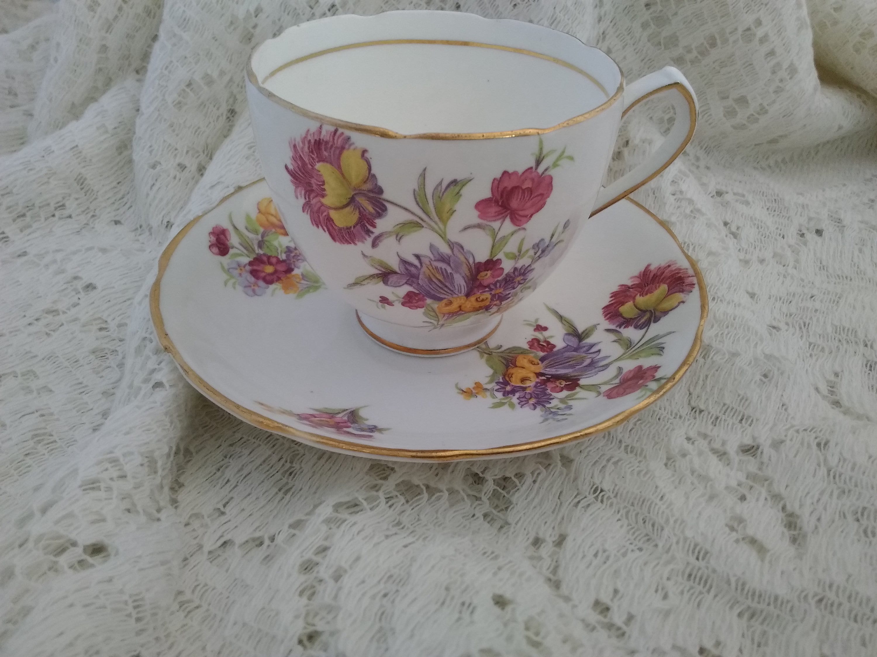 Duchess Bone China Matching Floral Designed Cup and Saucer. CS Etsy