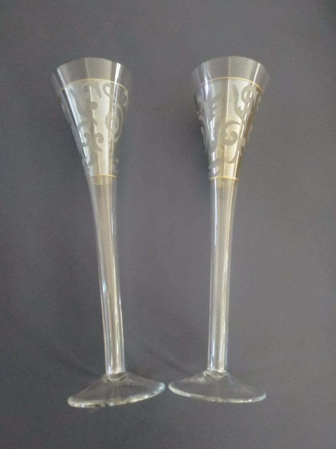 Very Tall 2-6 Oz Flared Champagne Flutes With Etching. Bar 601 - Etsy