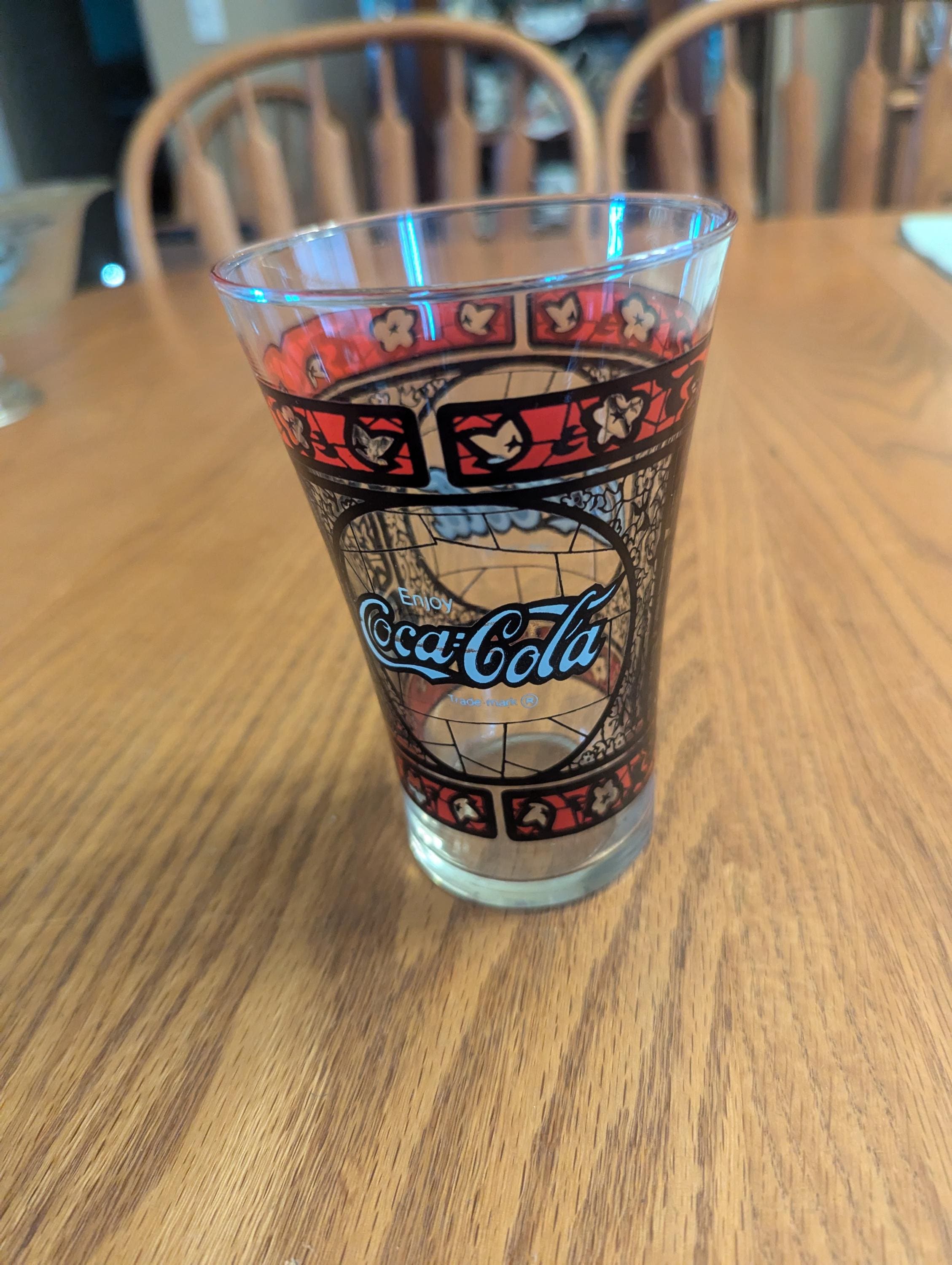 A Classic Coca Cola Stained Glass Red and Black Tiffany Style 12