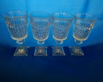 Set of 4-4oz clear Mt Vernon footed  juice glasses.  Glass 278