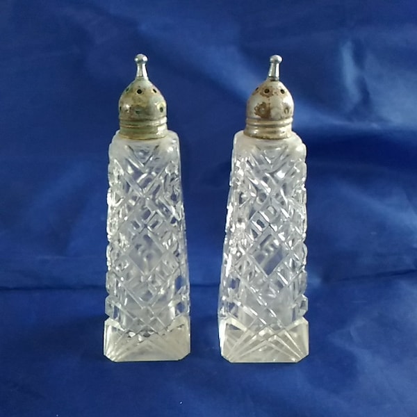 Tall Crystal Salt and Pepper Shakers Etsy