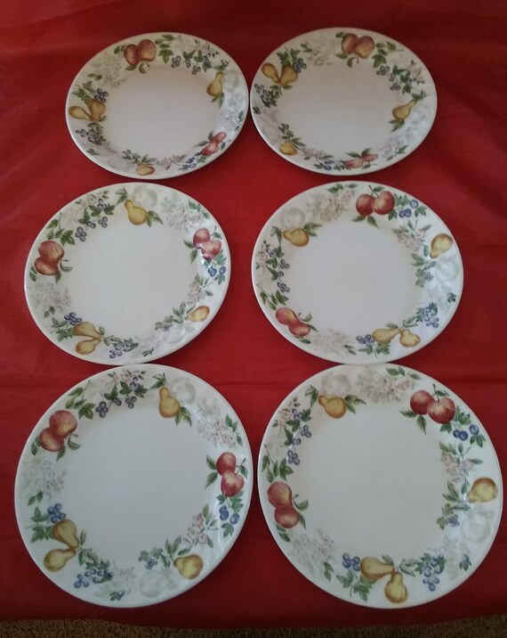 A Matching Set of 6 Corning Corelle Chutney Fruit Pattern Etsy