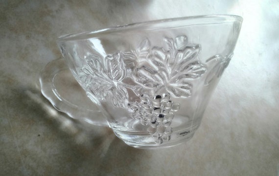 A 27 Pc. Grapes Anchor Hocking Punch Bowl Set With Embossed Grapes