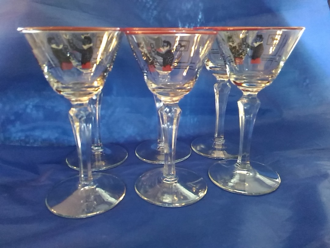 Set of 6 Matching Stemmed Libbey Glass Dickens Pickwick Etsy