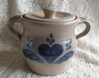 Marked Handmade Rowe Pottery Works 1988 is a Two Handled 6.5inch