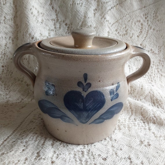 Marked Handmade Rowe Pottery Works 1988 is a Two Handled 6.5inch