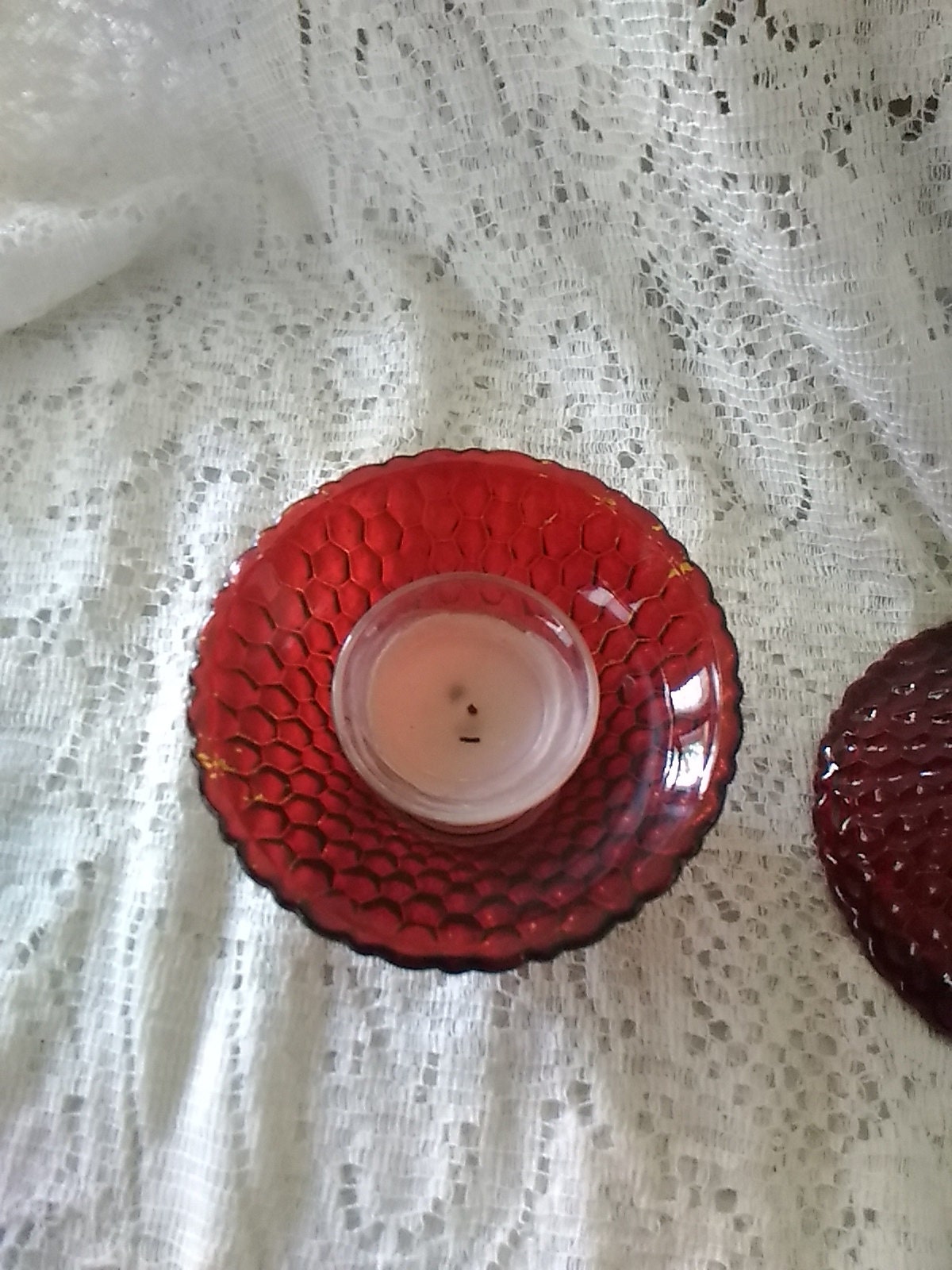 By Indiana Glass a PAGODA Fairy Candle Lamp From the 1970s