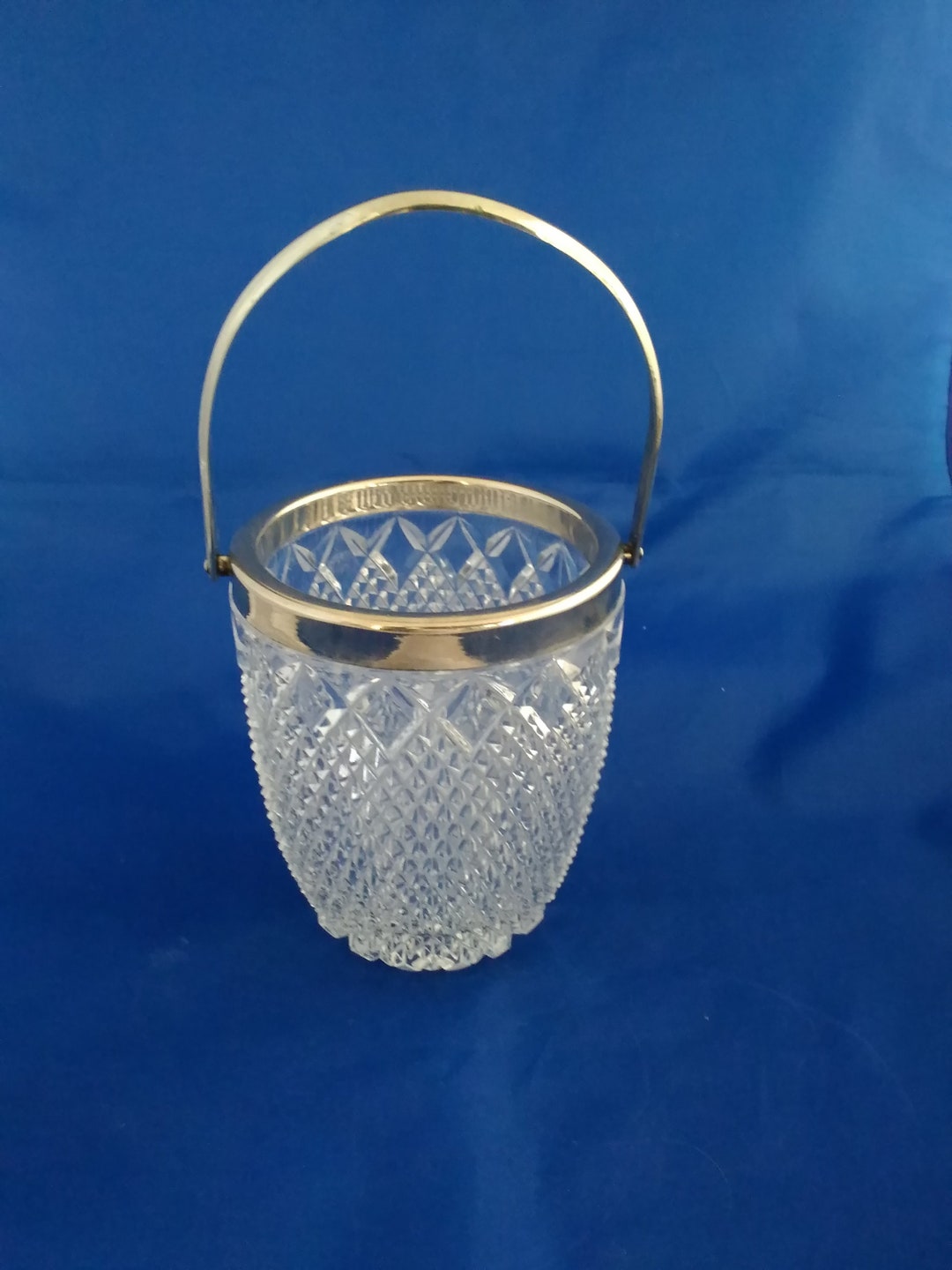 Clear Vintage Ice Bucket in a Diamond Point Design With a Etsy