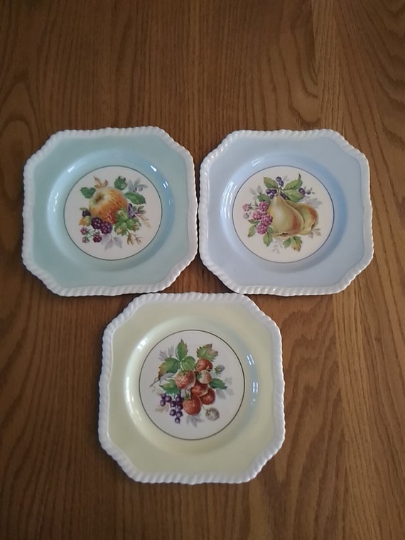 A Set of 3 Different Johnson Brothers Square Fruit Plates With Etsy