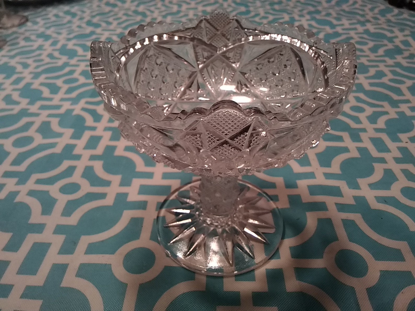 Clear Glass Compote in Arches and Hobnail Pattern With Etsy