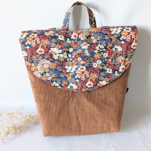 Sac à dos façon cartable liberty velours idéal maternelle, crèche, personnalisable