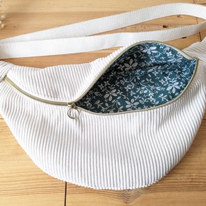 Corduroy and cotton fanny pack with floral print