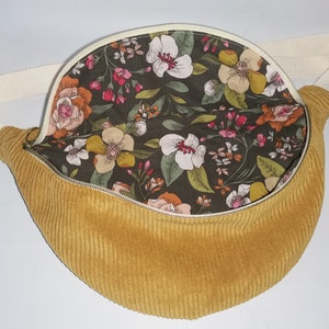 Corduroy and printed cotton fanny pack