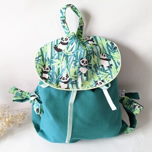 Sac à dos enfant, crèche,nounou maternelle coton panda personnalisable