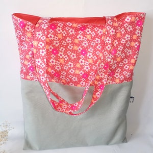 Tote bag en coton fleuri, Sac fourre-tout, cabas entièrement  doublé, personnalisable