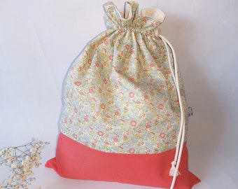 Child's LIBERTY pouch bag, kindergarten bag, customizable lined cotton nursery