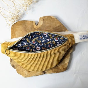 Sac banane enfant en velours côtelé ocre et coton assorti
