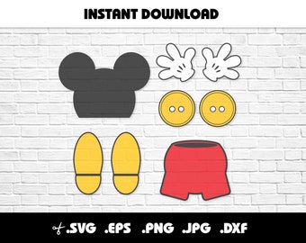 Mouse Birthday Party DIY toppers Silhouette Patterns SVG Bundle Digital Cut Files