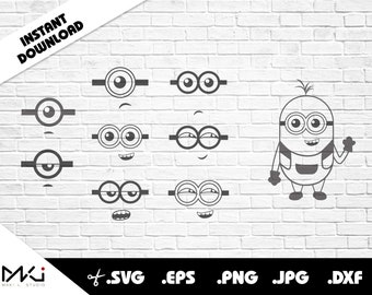 Minion Figuren Gesichter Bundle SVG für Cricut oder Silhouette Maschinen